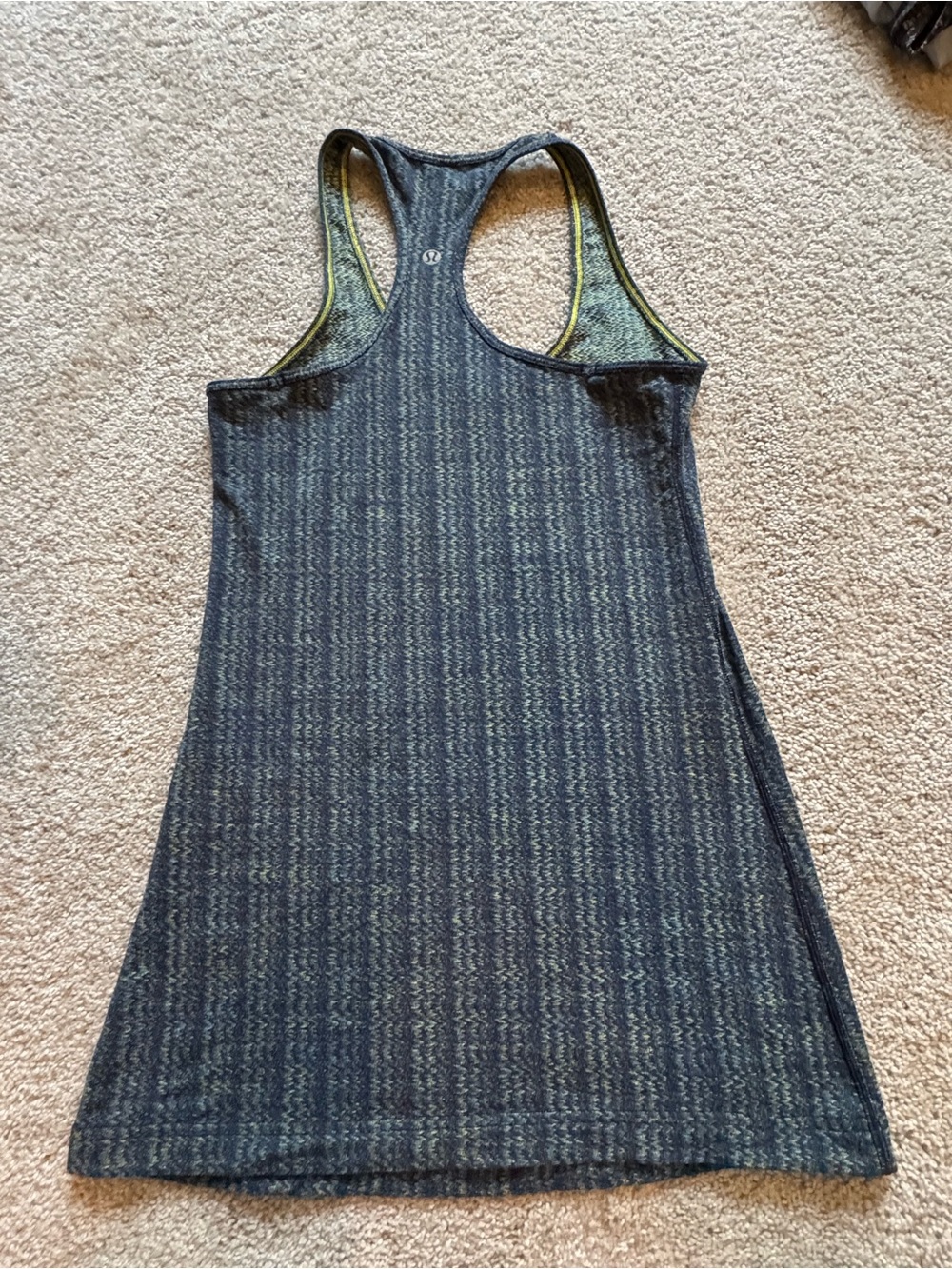 Lululemon Gray Athletic Racerback tank top with Lime Trim
